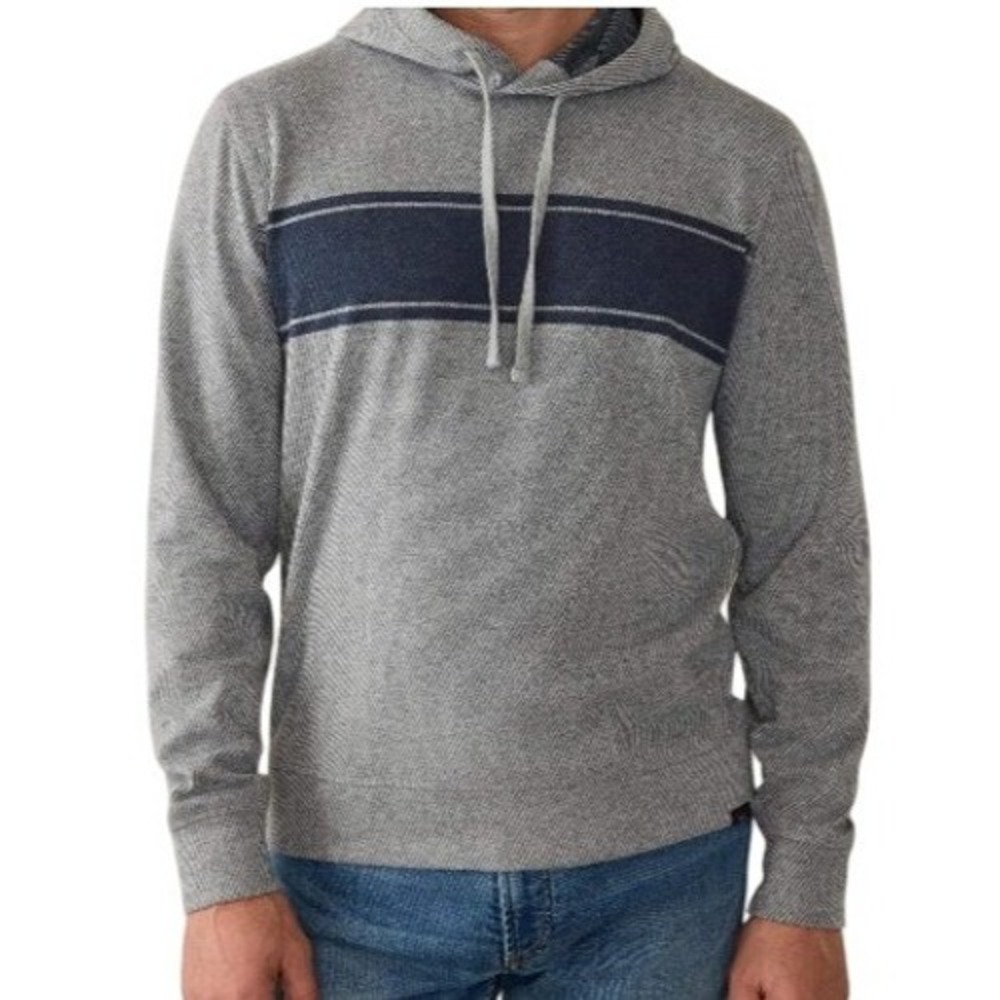 Faherty Mens XXL Legend Sweater Hoodie Fossil Gray Surf Blue NWT
